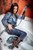 woman denim outfit nylons takes bath wetfoto
