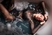woman denim outfit nylons takes bath wetfoto