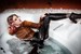 girl get wet leather pants bath wetfoto