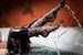 girl get wet leather pants bath wetfoto