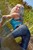 wet girl get wet fully clothed soaking wet t-shirt jeans high heels lake
