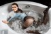 girl takes bath get wet clothes wetfoto
