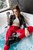 wetfoto wetlook red pants