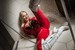 wet red vinyl catsuit wetfoto