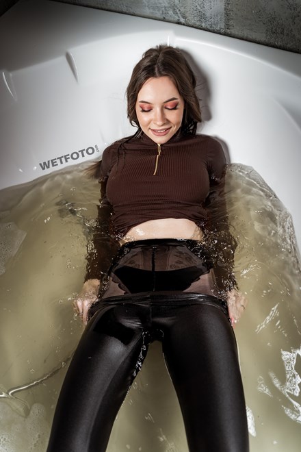 wet dress shiny tights wetfoto
