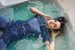 wet blue denim jumpsuit wetfoto
