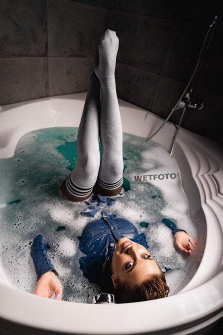 wetfoto wet jeans dress