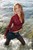 wet girl get wet wet hair fully clothed wet hair fully clothed blouse denim skirt leggings shoes sea