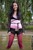 wet girl get wet wet hair fully clothed boleros t-shirt denim shorts tights high heels lake
