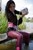 wet girl get wet wet hair fully clothed boleros t-shirt denim shorts tights high heels lake