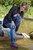 wet girl get wet wet hair fully clothed cloak jeans t-shirt shoes lake