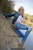 wet girl get wet fully clothed jacket jeans denim bodysuit shoes lake