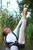 wet girl get wet wet hair swim fully clothed leggings blouse shorts denim high heels lake